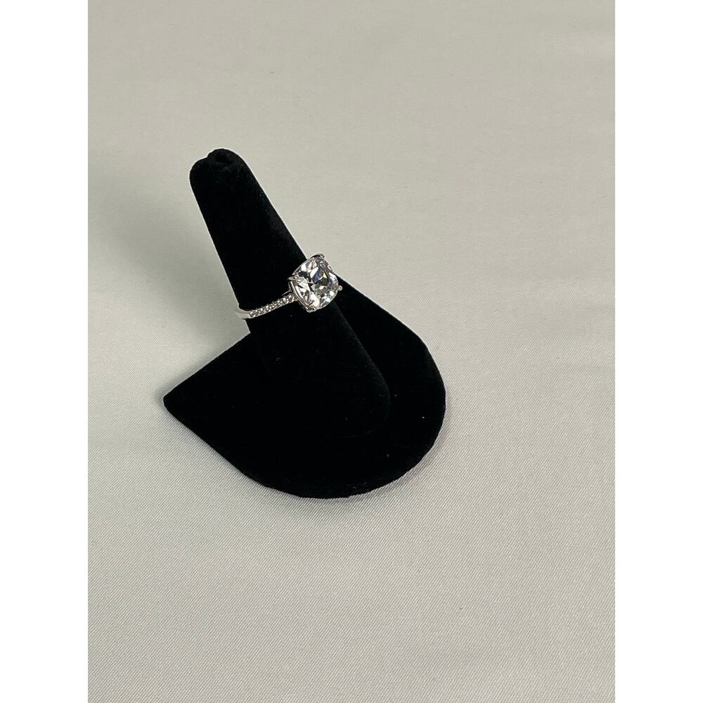 Estate Jewelry Square Cushion Cut Silver Cocktail Ring Sz 7.5